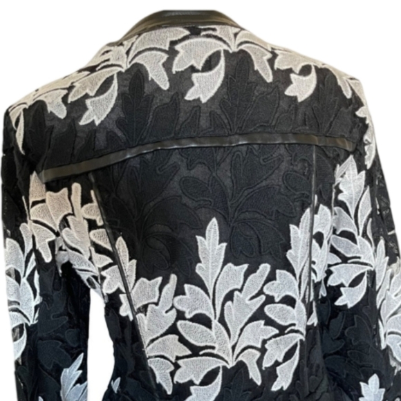 INC Lace Peplum Jacket Size M Black And White - Picture 8 of 8